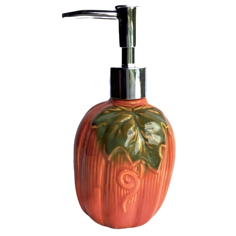 Autumn Pumpkin Soap Lotion Dispenser Ceramic Pump Dispenser Fall Harvest